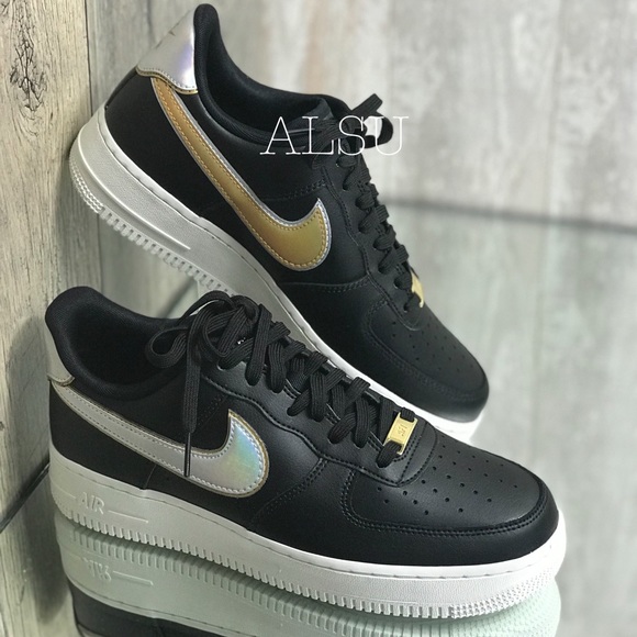 Nike Air Force 1’07 MTLC Black Platinum Women’s Sneakers AUTHENTIC AR0642 002 - Picture 4 of 9